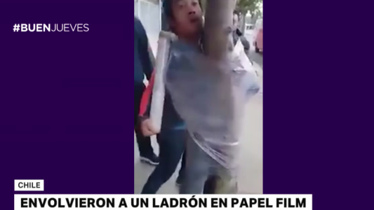 Chile: vecinos envolvieron a un ladrón en papel film