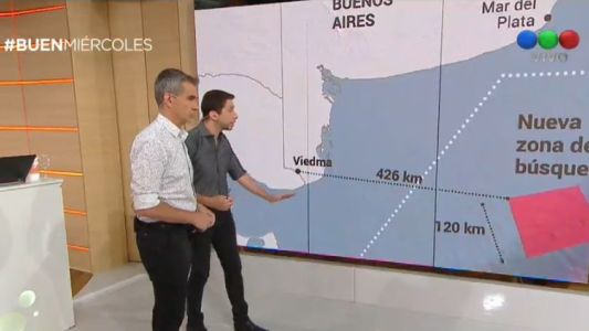 Mapa: la nueva zona de búsqueda del submarino