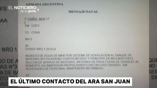 Submarino ARA San Juan: revelan el último mensaje antes de su desaparición