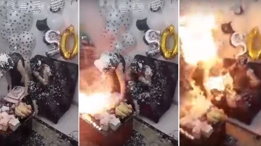 Video: iba a soplar las velas en su cumpleaños y terminó prendida fuego