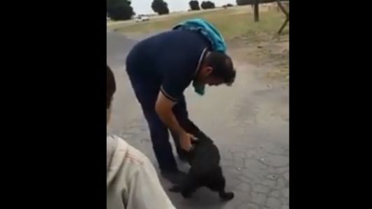 El reencuentro de Carola, la perrita que vivía en una fábrica cerrada en Azul y uno de los obreros que fueron despedidos