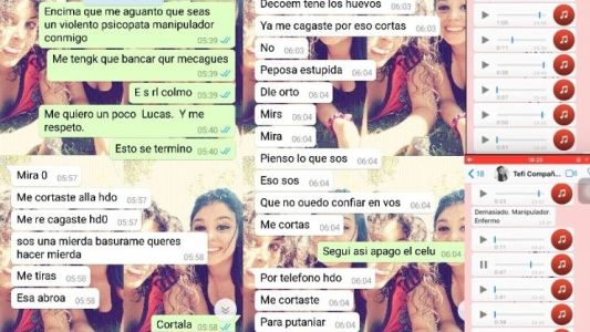 Los violentos chats y audios de whatsapp de un joven denunciado por su ex por abuso y violencia de género