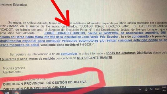 El padre del árbitro Martín Bustos ya tenía una condena por abuso sexual de menores