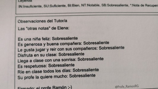 Las "otras notas" de un maestro para calificar a sus alumnos que muchos colegios deberían imitar