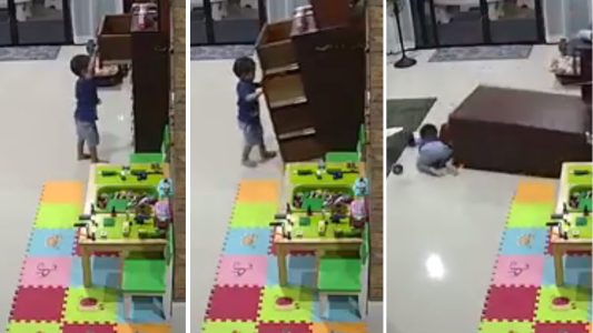 Video estremecedor: un nene se salvó de milagro de ser aplastado por un mueble