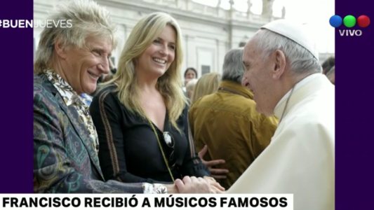 El encuentro de Rod Stewart y Juanse con el papa Francisco en el Vaticano