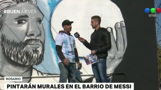 Pintan murales en el barrio de Messi en Rosario