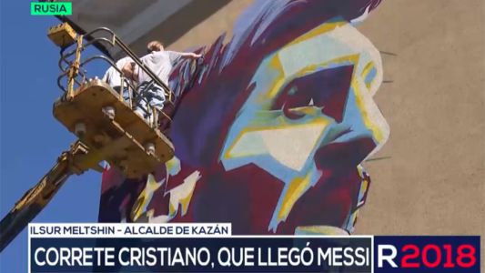El mural que hicieron en Kazán para recibir a Messi