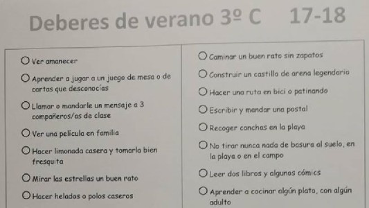 La inspiradora lista de tareas que un maestro le dejó a sus alumnos para las vacaciones