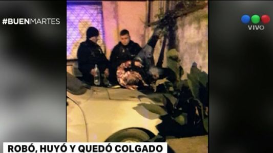 "Soltáme, soltáme", gritaba el ladrón que quedó enganchado en la reja
