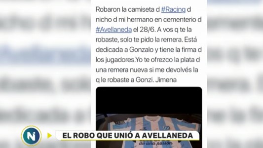 Robaron la camiseta de Racing del nicho de su hermano y pide que se la devuelvan