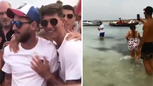 ¡Qué difícil ser Messi!: el video viral que muestra como la gente persigue a Leo en el mar