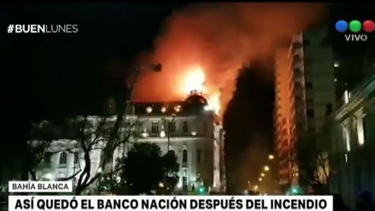 Bahía Blanca: se incendió el histórico edificio del Banco Nación