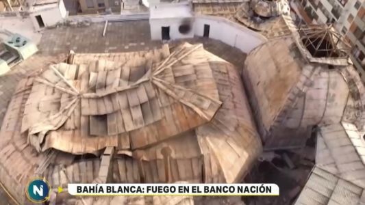Así quedó el edificio del Banco Nación de Bahía Blanca luego del incendio