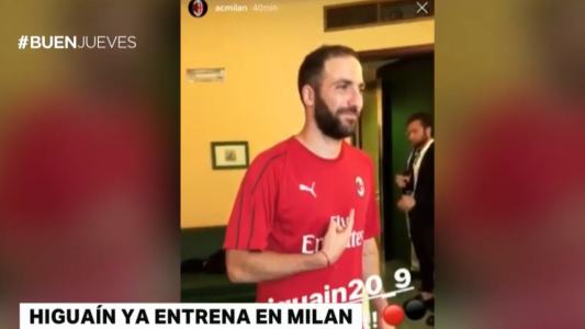 Higuaín ya entrena en Milan