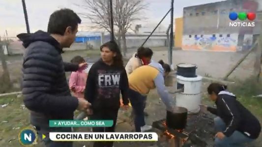 Ingenio solidario: cocina en un lavarropas para que coman los más chicos