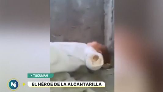 Dramático video: rescataron de una beba que cayó a un desagüe en Tucumán