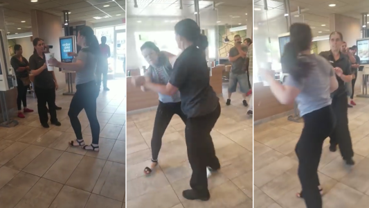 Brutal pelea en un restaurante: una clienta escupió a una empleada y esta le tiró un celular en la cara