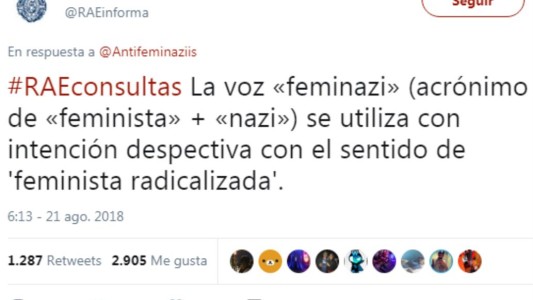 Polémica en las redes por la definición de la RAE del término "feminazi"