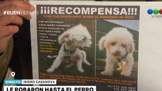 Isidro Casanova: les robaron hasta el perro