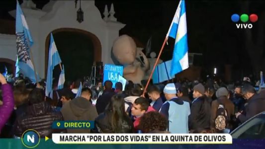 Salvemos las dos vidas: la marcha contra la despenalización del aborto llegó a la quinta de Olivos