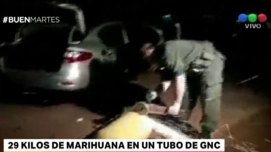 Encontraron 29 kilos de marihuana en un tubo de GNC