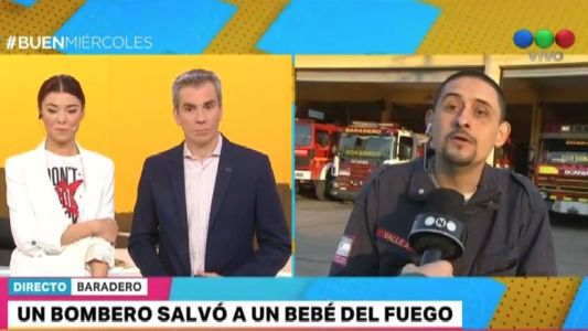 Un bombero salvó a un bebé del fuego