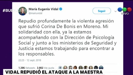 Vidal repudió la agresión a la docente en Moreno
