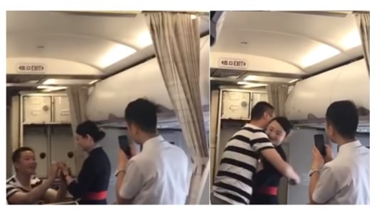 Su novio le propuso matrimonio en pleno vuelo, aceptó y la despidieron