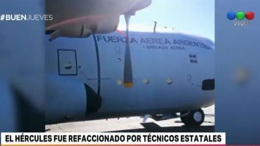 Así quedó el avión Hércules modernizado por técnicos estatales