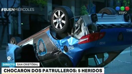 Choque y vuelco de patrulleros en Constitución: cinco policías heridos