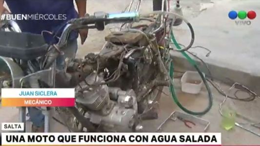 Creó una moto que funciona con agua salada