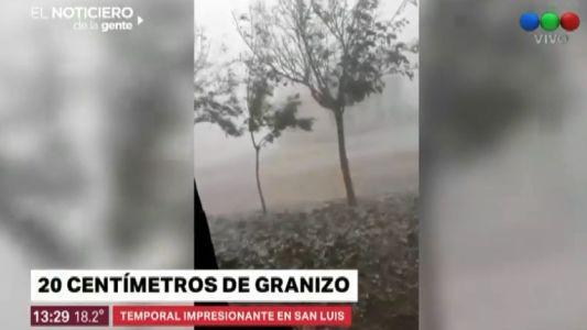 Brutal caída de granizo en San Luis