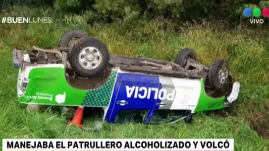 Manejaba el patrullero alcoholizado y volcó