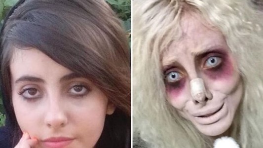 Las escalofriantes fotos de la joven conocida como "la Angelina Jolie iraní"
