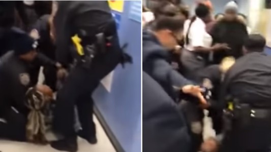 Video: arrestaron a una mujer que tenía a su bebé en brazo