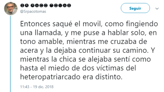 El hilo que la rompe en Twitter y reflexiona sobre el miedo que sienten las mujeres cuando caminan por la calle