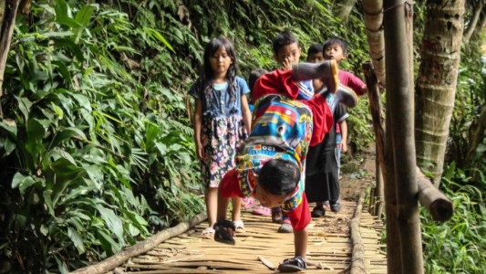 El nene que camina con sus manos 6 kilómetros todos los días para llegar a la escuela