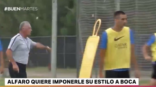 La primera práctica de Alfaro en Boca