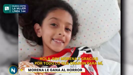 Morena mejora: los vecinos le regalaron la tablet robada y la saludó Leo Ponzio