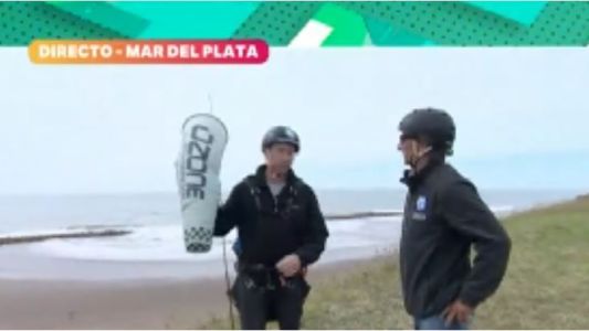 El viento salvó a Germán Condotto: se frustró su vuelo en parapente sobre Mar del Plata