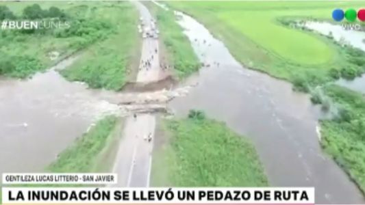 El agua se llevó un pedazo de ruta
