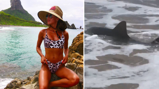 ¡Que miedo!: Agustina Casanova grabó un tiburón nadando cerca de la orilla en Brasil