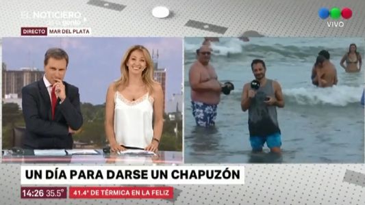 Mar del Plata: calor, chapuzón y susto en el mar