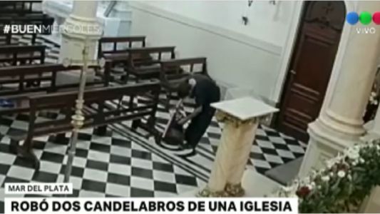 Robó dos candelabros de una iglesia