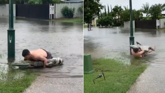 Video: así le enseña a su hijo a defenderse de los cocodrilos
