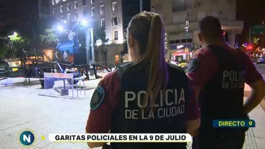 Instalaron garitas de seguridad elevadas en la Avenida 9 de Julio