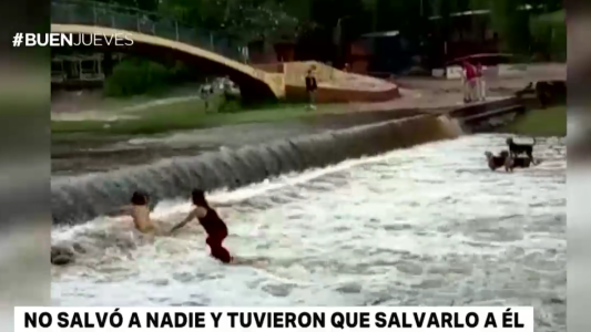 Video: quiso rescatar a un perro y tuvieron que salvarlo a él
