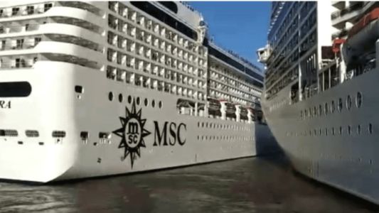 El video del choque de dos cruceros en el puerto de Buenos Aires
