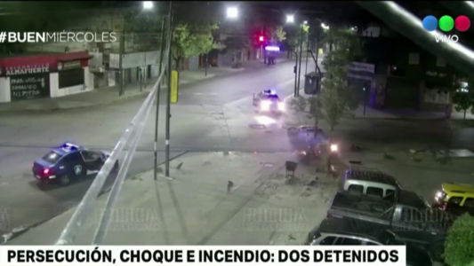 Ladrones escaparon de la Policía, chocaron y se incendió su auto
